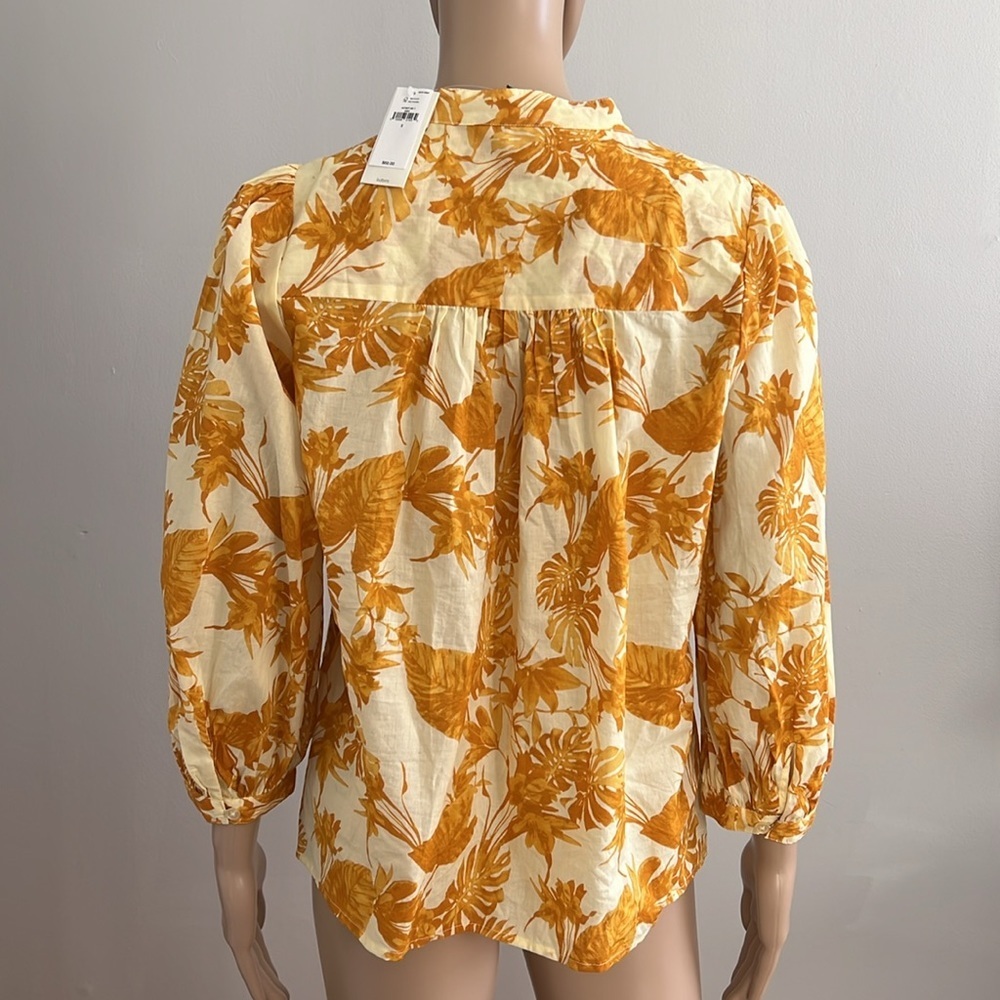 Banana Republic Cotton Floral Blouse Yellow Size S - Picture 7 of 12